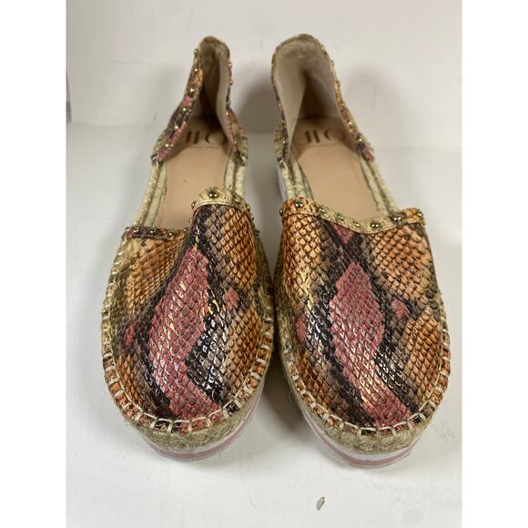 JLO Jennifer Lopez Pink & Gold Snake Flats 9.5W - Picture 1 of 6